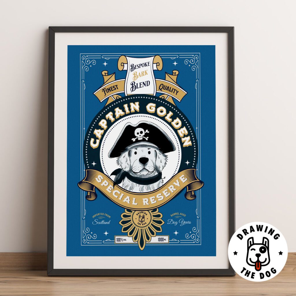 Captain Golden Retriever Framed