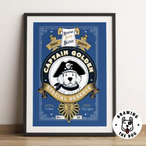 Captain Golden Retriever - Framed - Drawing The Dog
