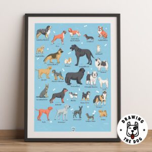 Dog Alphabet Art Print - Gift For Dog Lovers by Drawing The Dog