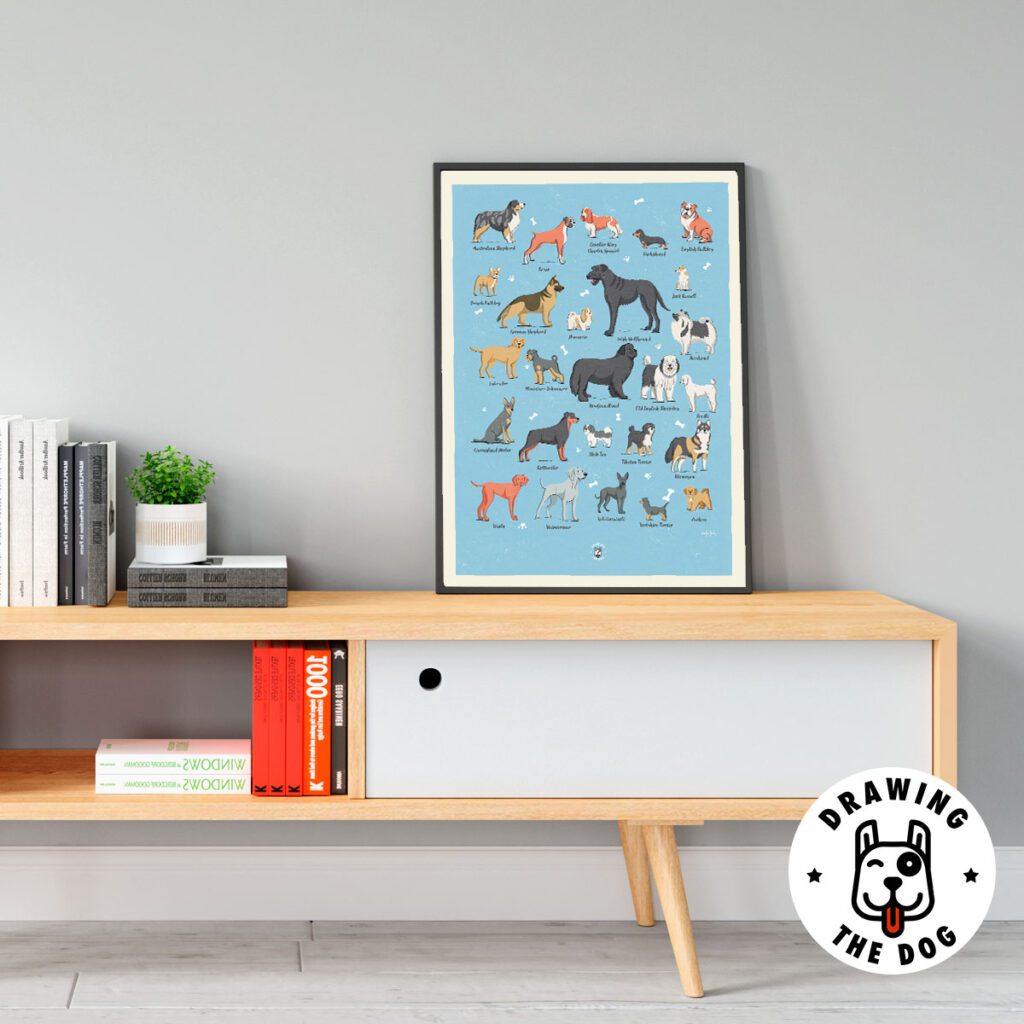 Dog Alphabet Art Print Living Room Decor