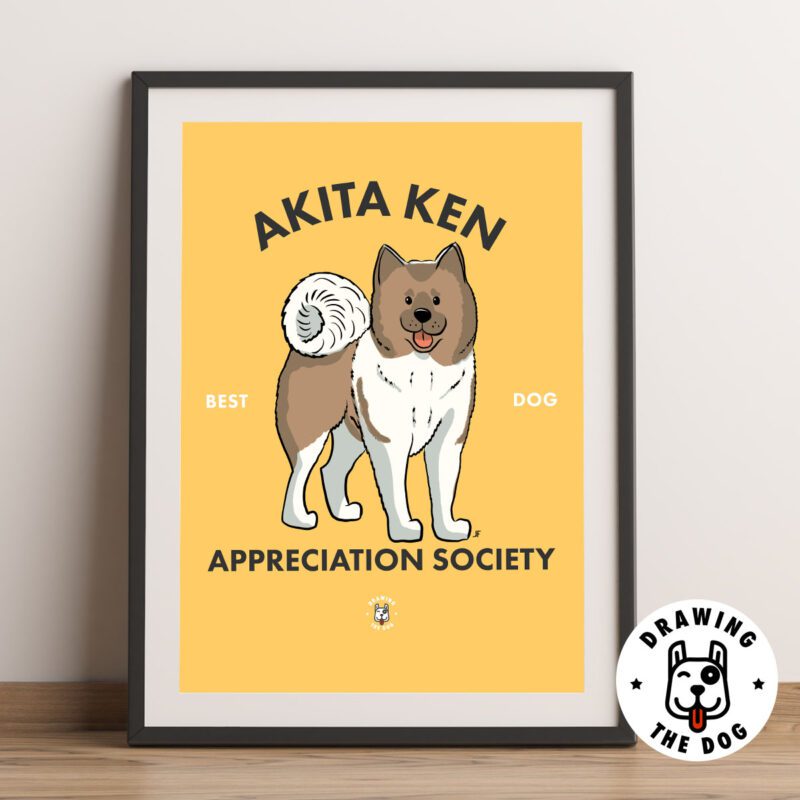 Akita Ken Wall Art Framed