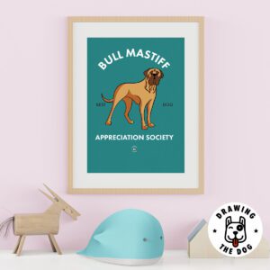Bull Mastiff Wall Art Print Kids Wall Decor