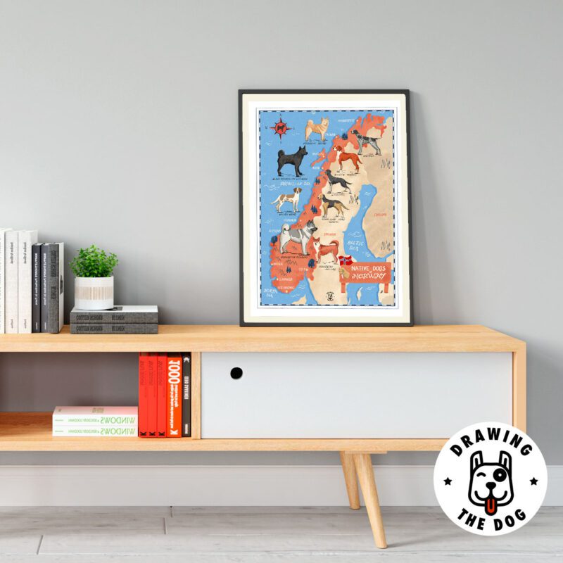 Dogs Of Norway Map Living Room Decor