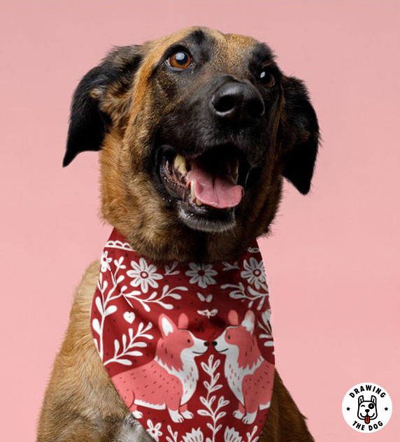 Big Brown Dog Wearing Corgi Bandana