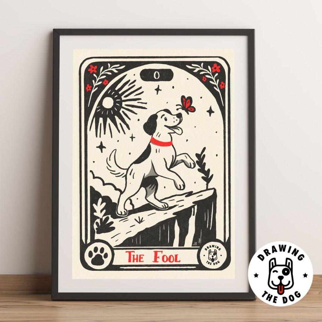 0 The Fool Dog Tarot Art Framed
