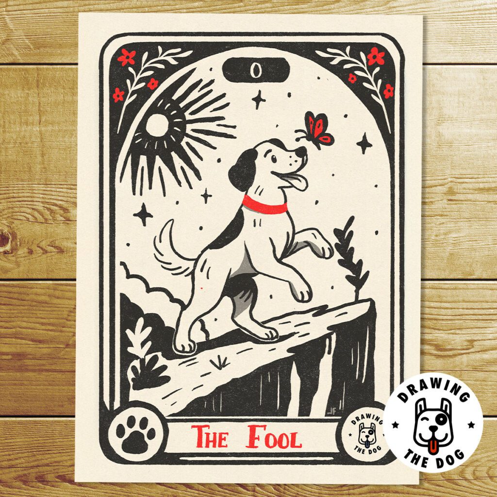 0 The Fool Dog Tarot Art Print