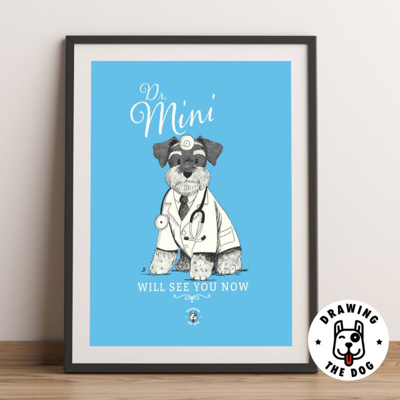 Dr Mini Schnauzer Art Framed