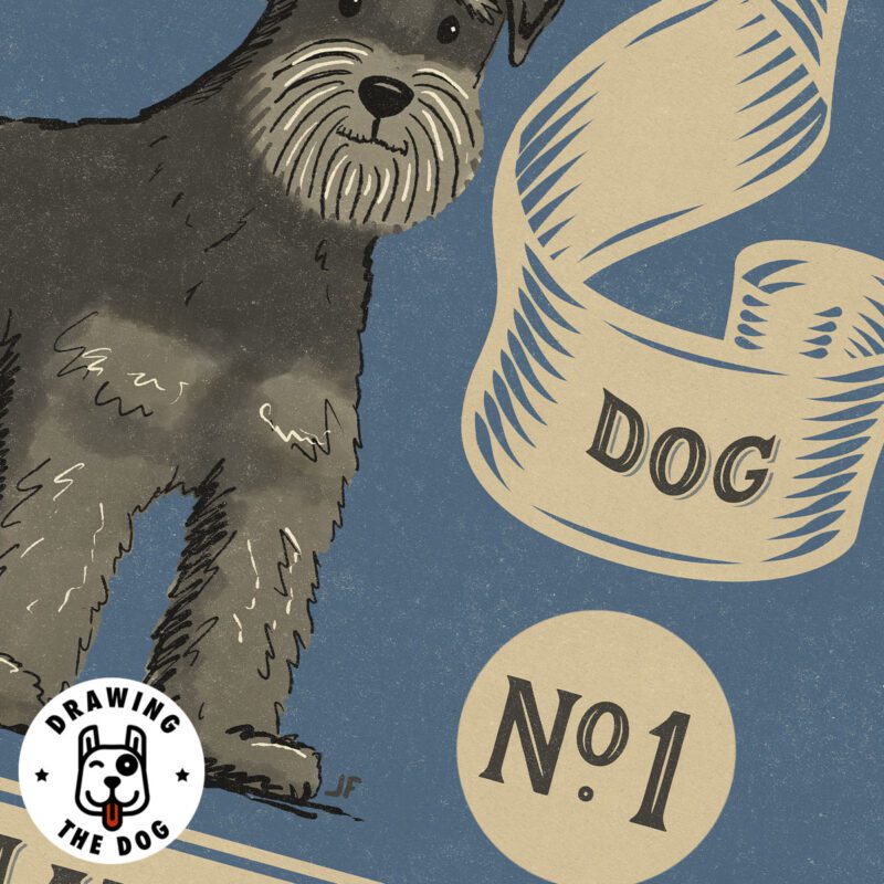 Miniature Schnauzer vintage inspired matchbook wall art closeup typography