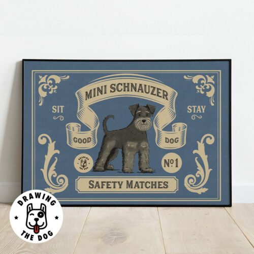 Miniature Schnauzer vintage inspired matchbook wall art