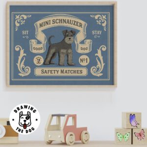 Miniature Schnauzer vintage inspired matchbook wall art kids decor