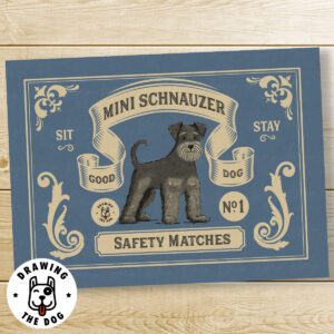 Miniature Schnauzer vintage inspired matchbook wall art decor