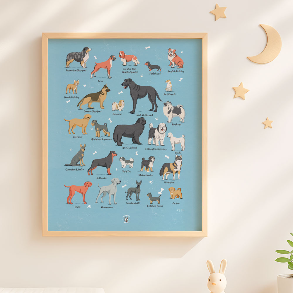Dog Alphabet Art Gift For Dog Lovers Drawing The Dog