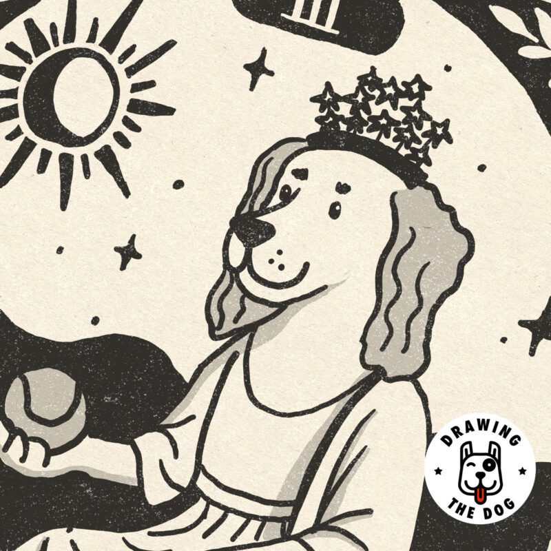 Dog Tarot Empress Art Closeup