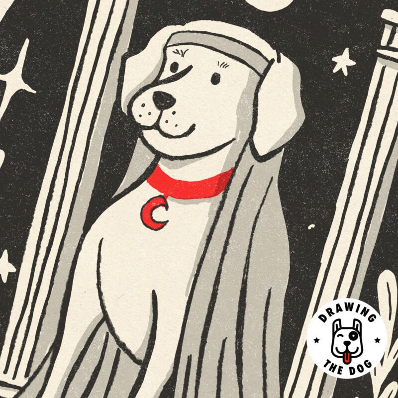 High Priestess Dog Tarot Art Closeup