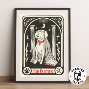 High Priestess Dog Tarot Art Framed