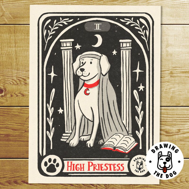 High Priestess Dog Tarot Art Print