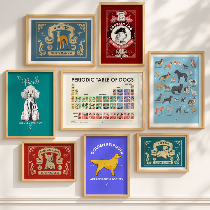 Multiple Dog Art Prints Drawing The Dog Small