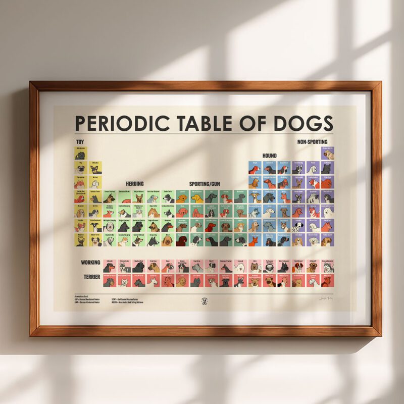 Periodic Table Of Dogs Wall Art For Dog Lovers Drawing The Dog