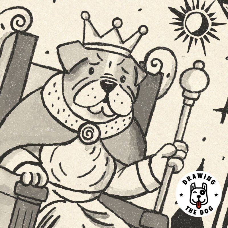 Tarot Dog Emperor Art Closeup