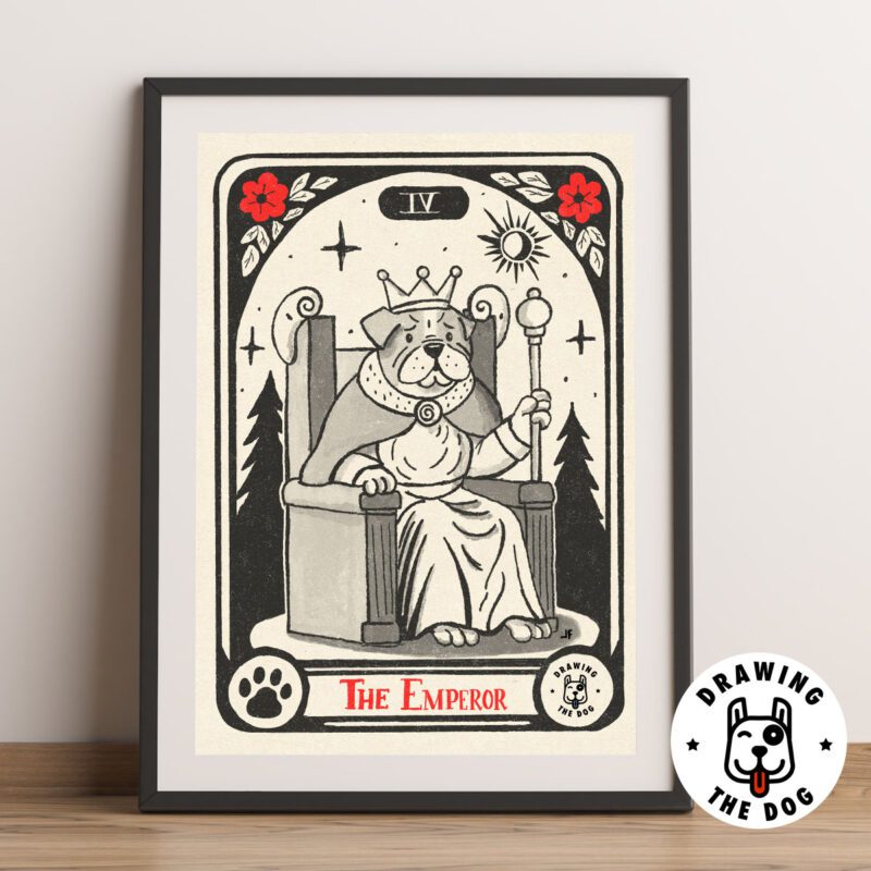 Tarot Dog Emperor Art Framed