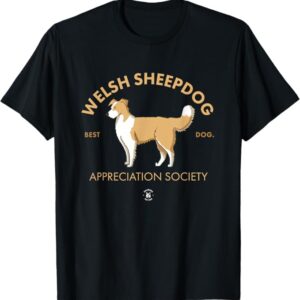 Welsh Sheepdog Black Tshirt By Drawing The Dog