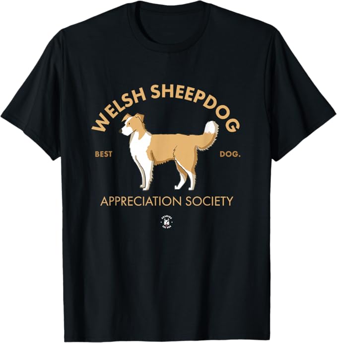 Welsh Sheepdog Black Tshirt By Drawing The Dog