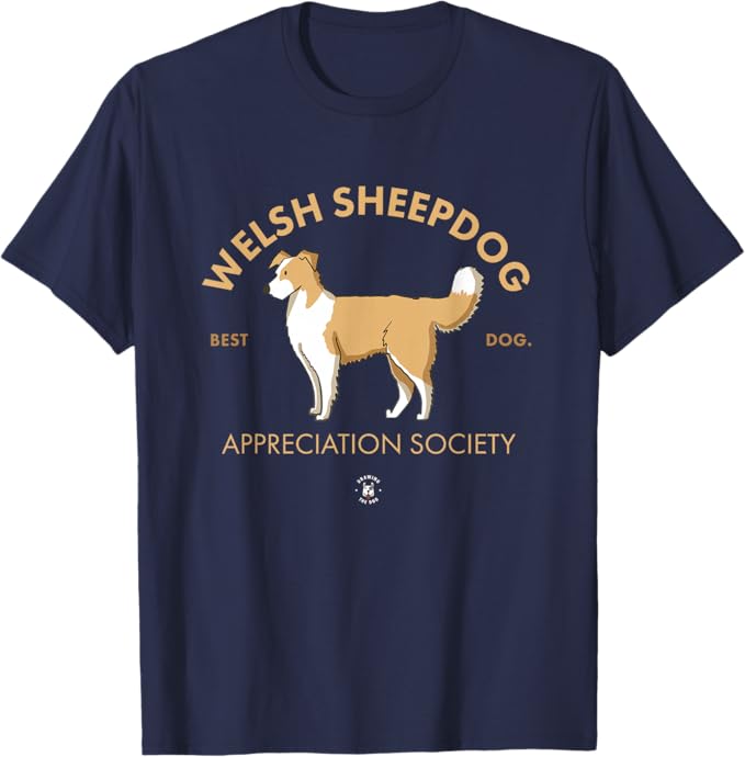Welsh Sheepdog Navy Tshirt By Drawing The Dog