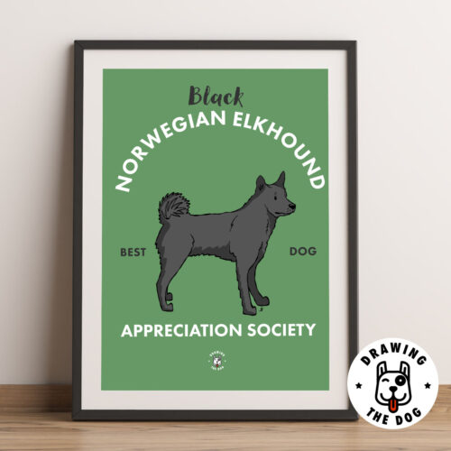 Black Norwegian Elkhound Art Framed Black Norwegian Elkhound Art Framed
